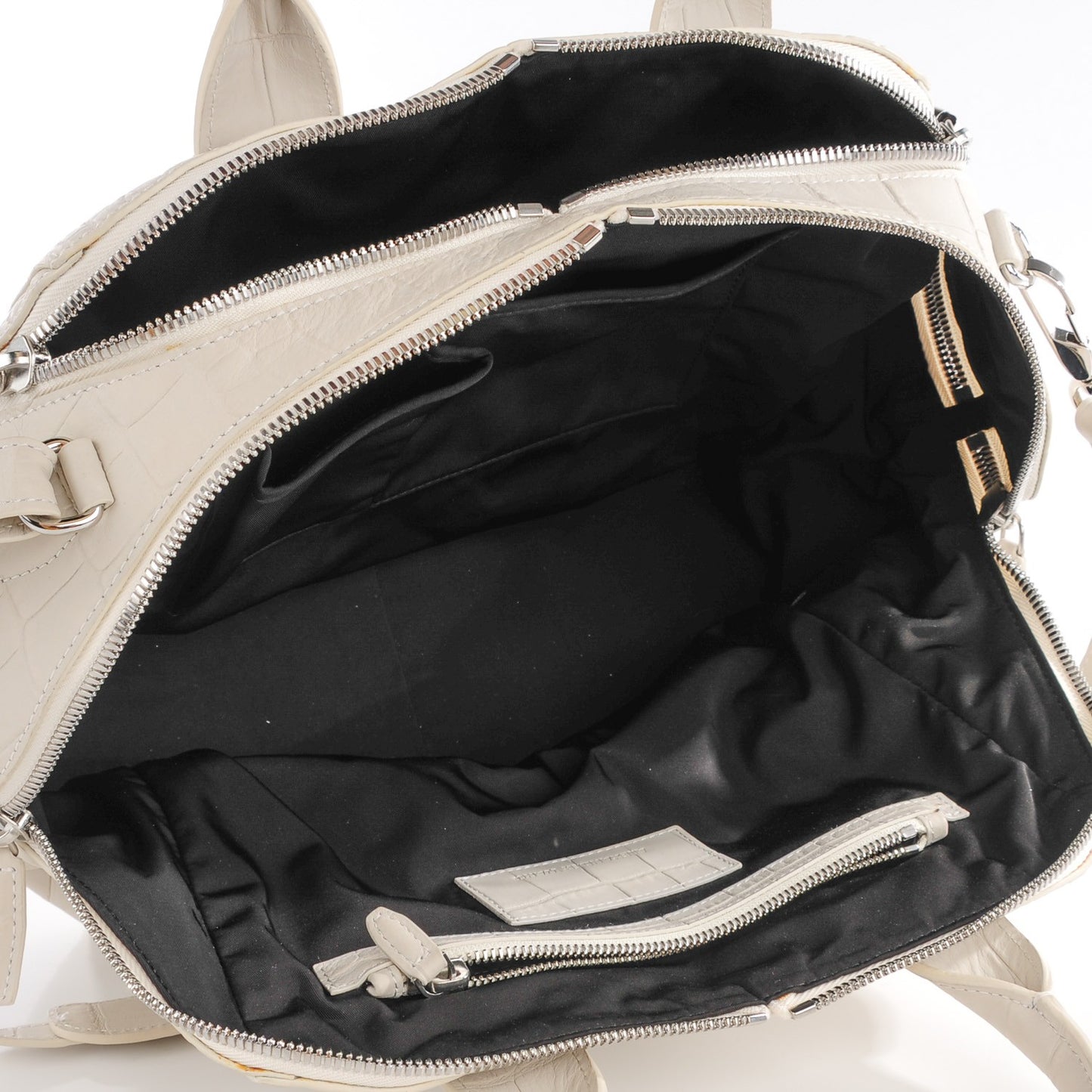 Crocodile Embossed Jamie Chastity Bag White