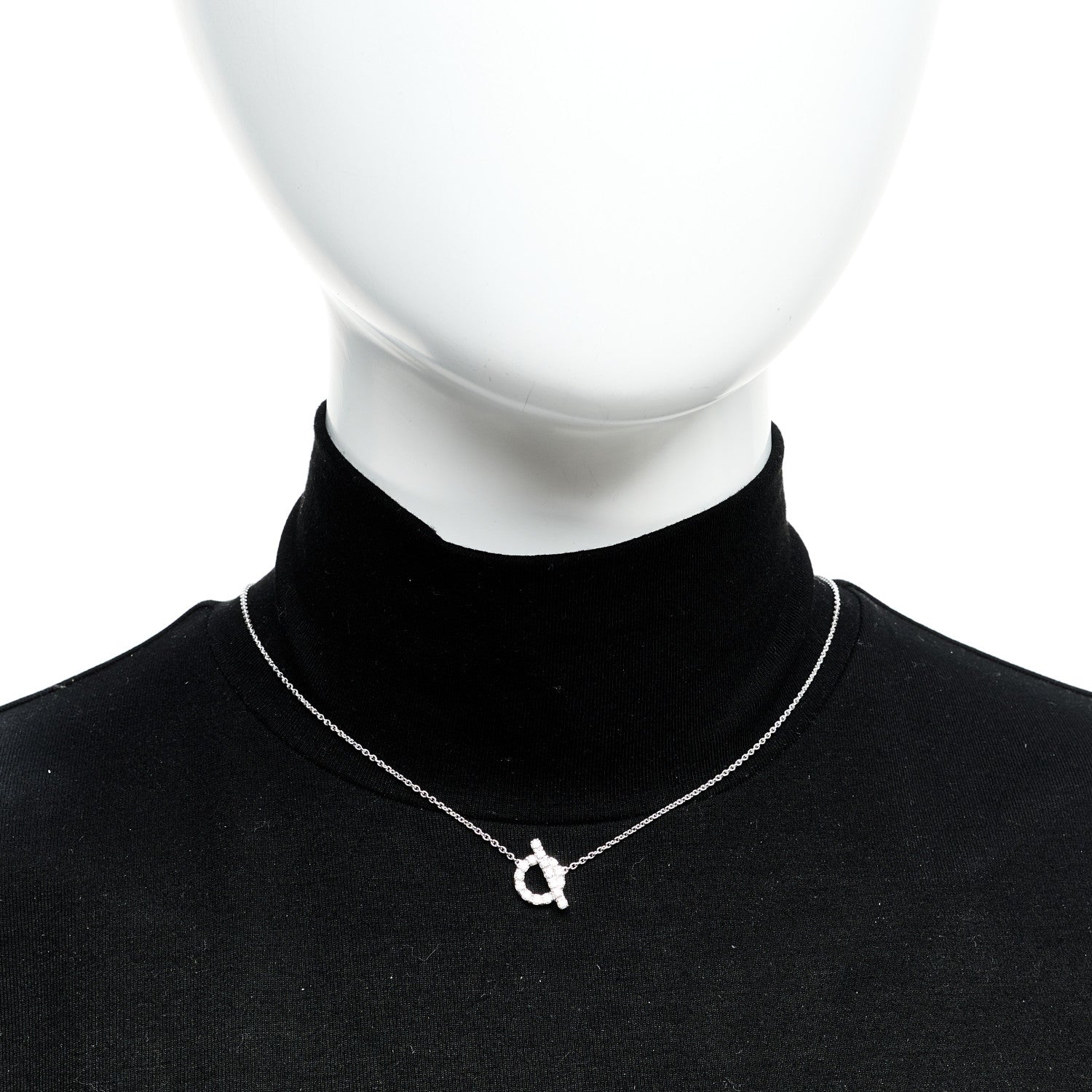Hermes 18K White Gold Diamond Finesse Pendant Necklace 2 of 6