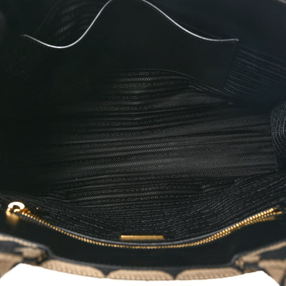 Prada Jacquard Saffiano Triangolo Symbole Embroidered Large Tote Black Corda 5 of 9