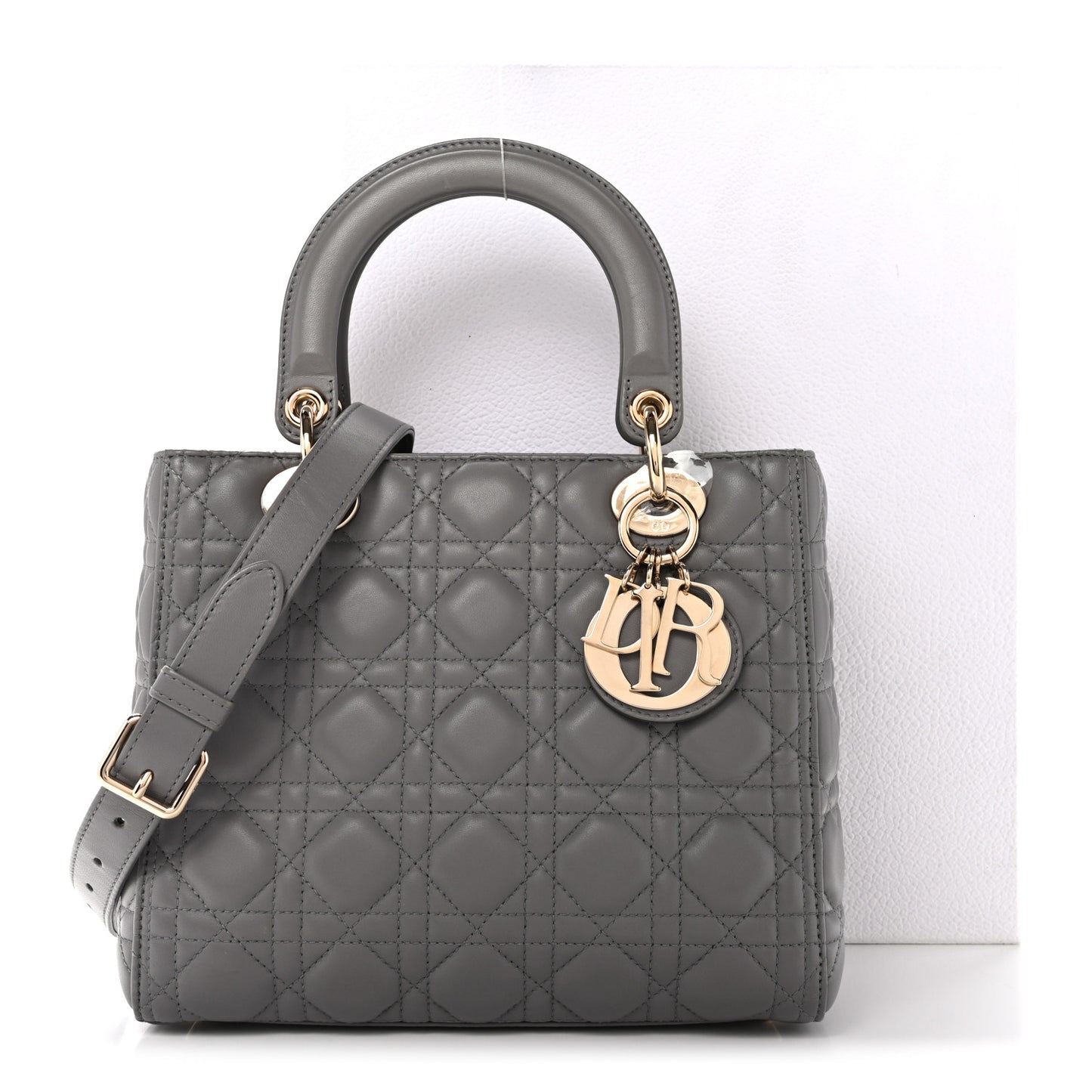 Lambskin Cannage Medium Lady Dior Grey
