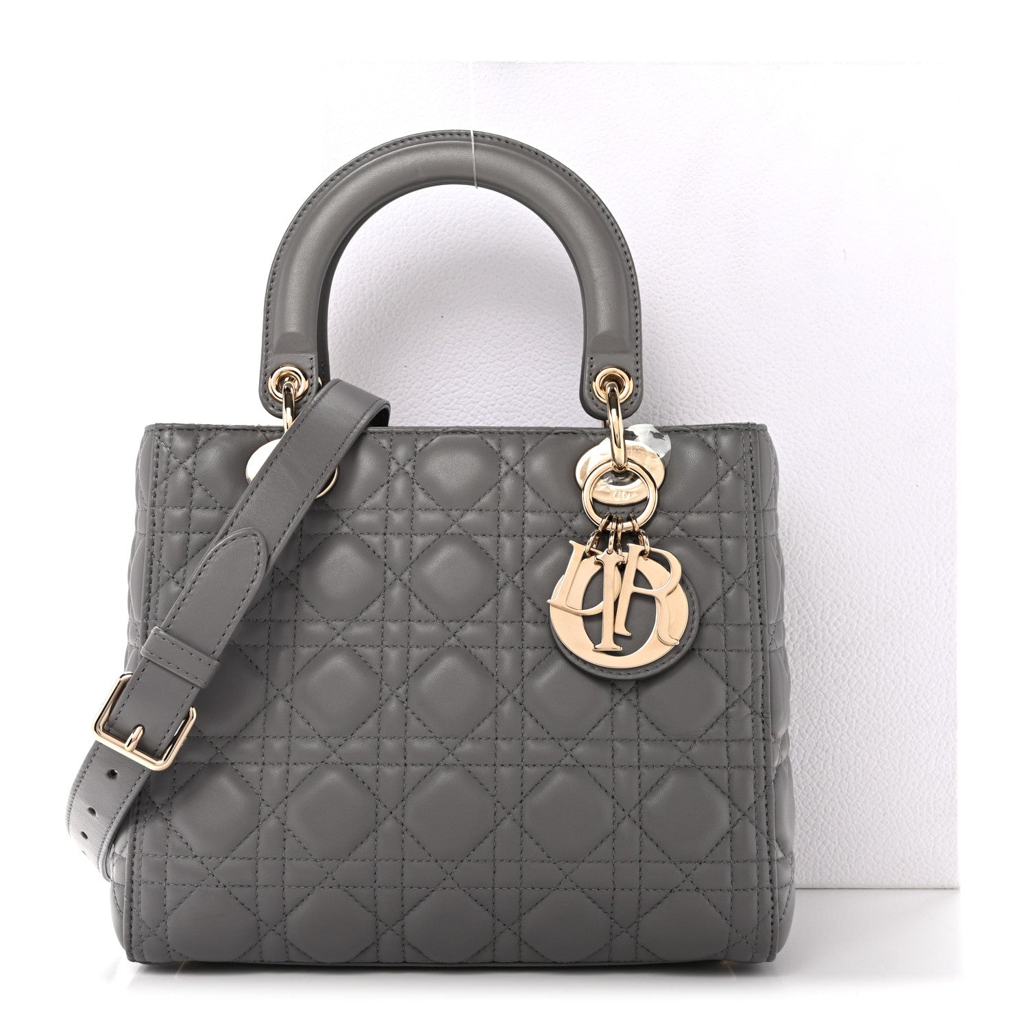 Christian Dior Lambskin Cannage Medium Lady Dior Grey 13 of 13