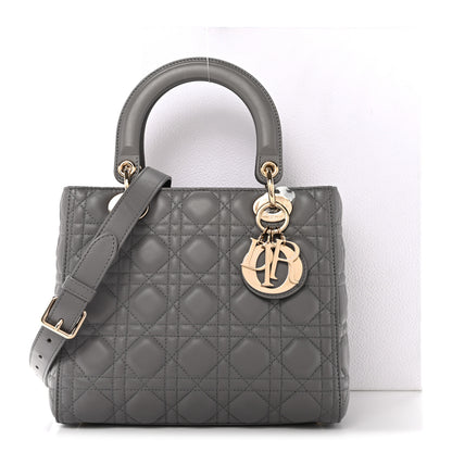 Christian Dior Lambskin Cannage Medium Lady Dior Grey 13 of 13