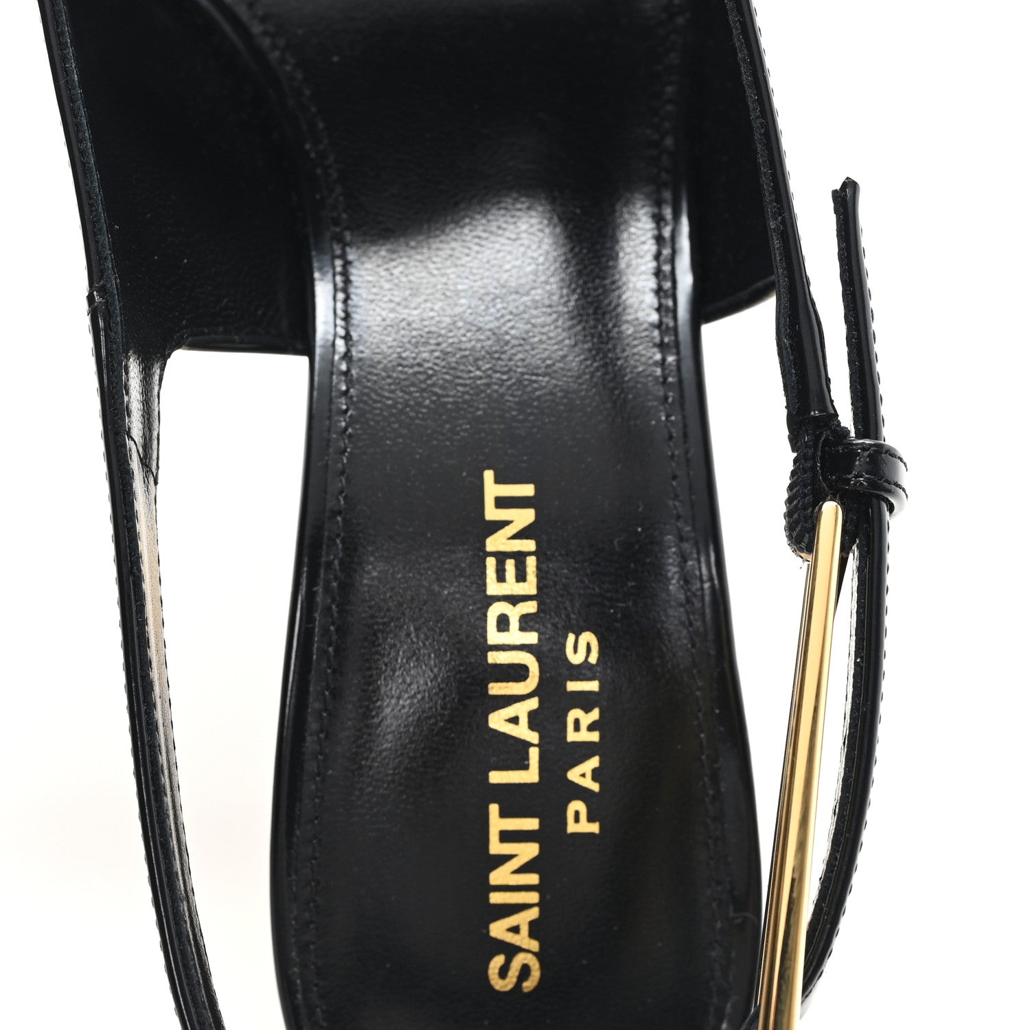 Saint Laurent Glazed Calfskin Lee 110 Slingback Pumps 36.5 Black 8 of 10