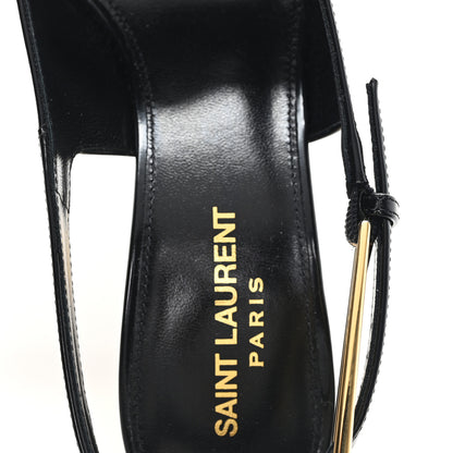 Saint Laurent Glazed Calfskin Lee 110 Slingback Pumps 36.5 Black 8 of 10