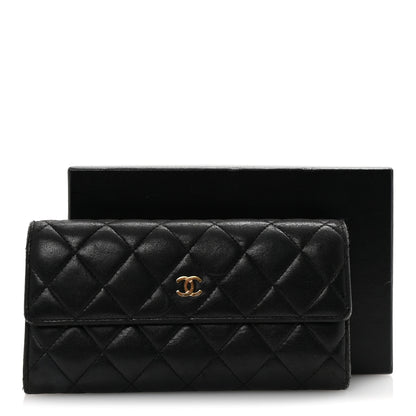 Chanel Lambskin Quilted Large Gusset Flap Wallet Black 9 of 9