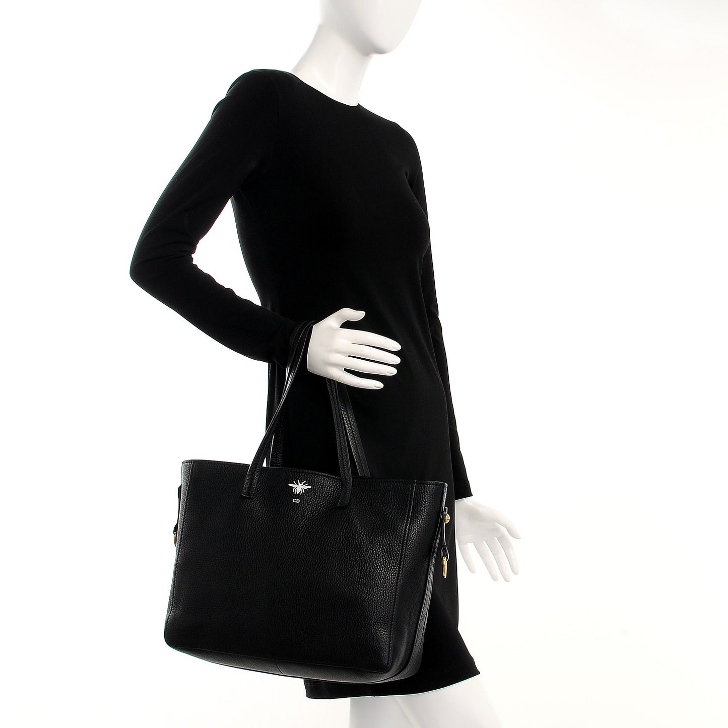 Grained Calfskin D-Bee Shopper Black