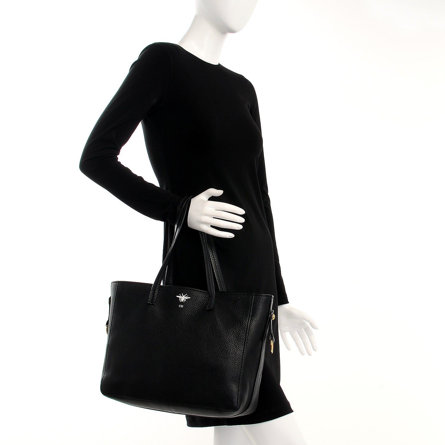 Christian Dior Grained Calfskin D-Bee Shopper Black 3 of 10