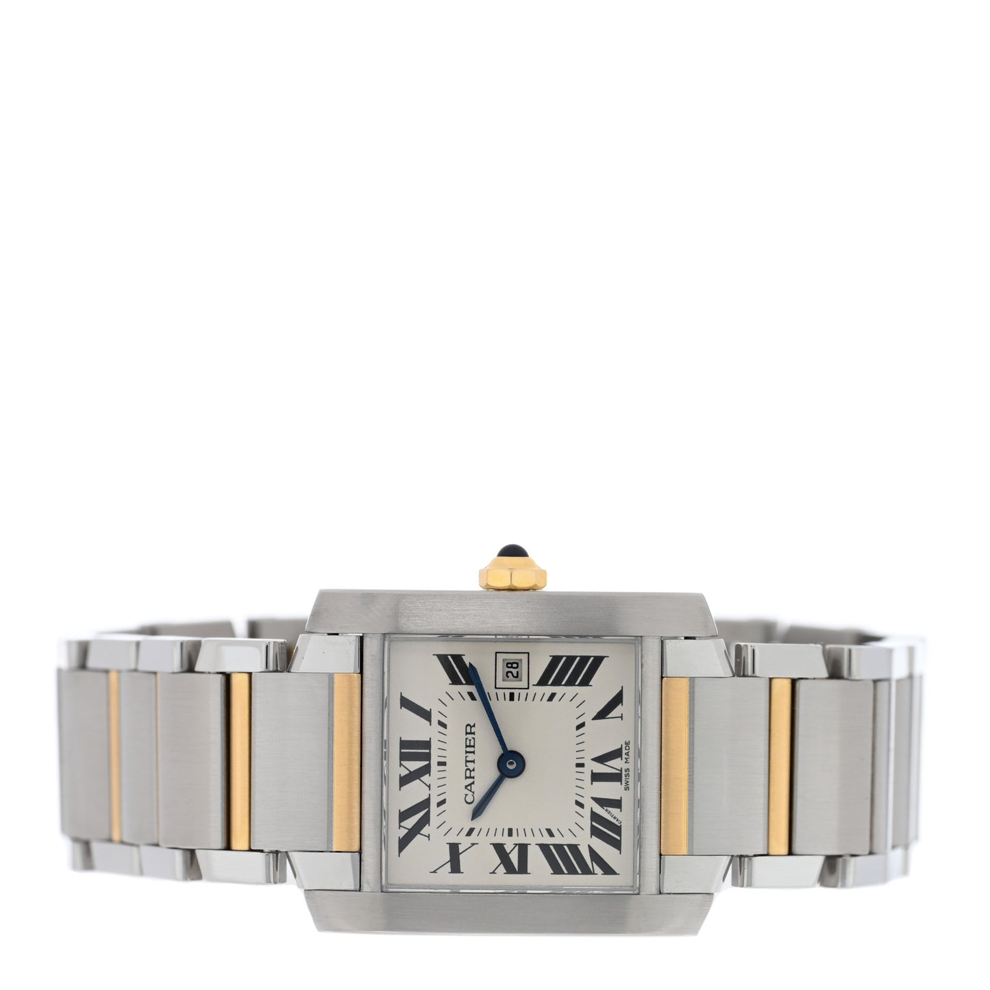 Stainless Steel 18K Yellow Gold 25mm Tank Francaise Quartz Watch