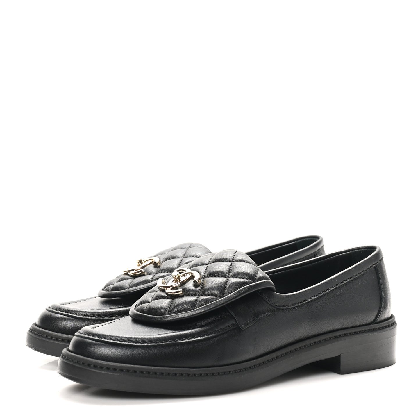 Lambskin Quilted CC Turnlock Loafers 37.5 Black