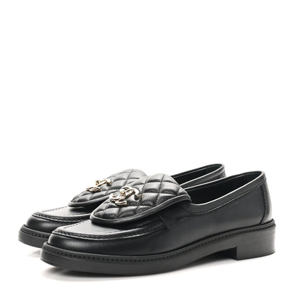 Chanel Lambskin Quilted CC Turnlock Loafers 37.5 Black 4 of 10