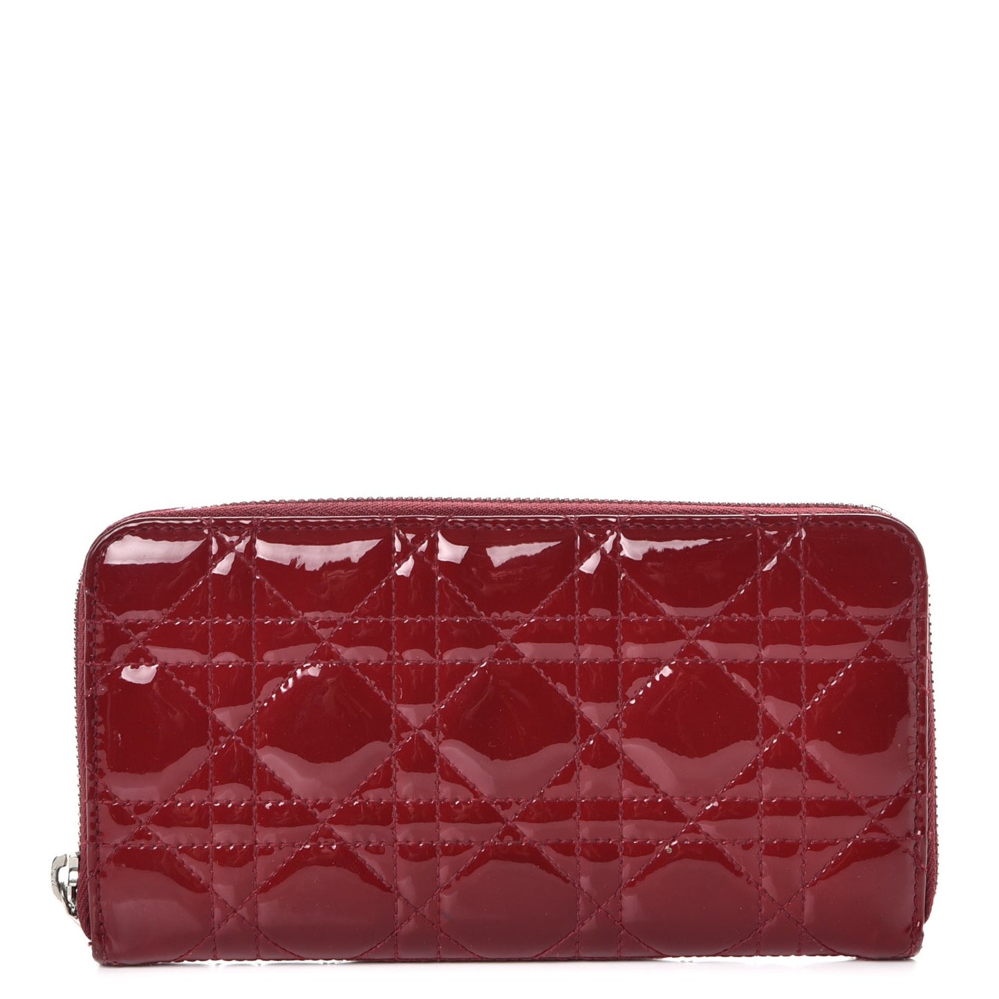 Patent Cannage Lady Dior Continental Zip Wallet Red