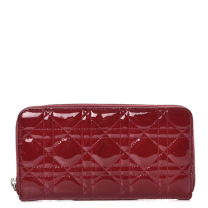 Christian Dior Patent Cannage Lady Dior Continental Zip Wallet Red 1 of 8