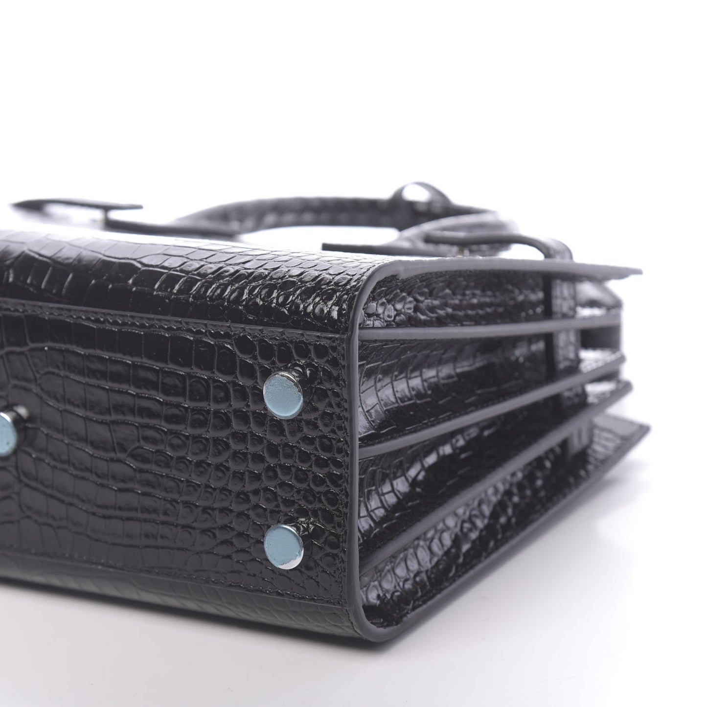 Calfskin Crocodile Embossed Nano Sac De Jour Black