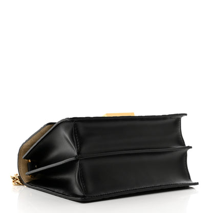 Fendi Vitello Liberty Bi-Color FF 1974 Embossed Small Kan U Shoulder Bag Maya Black 4 of 9