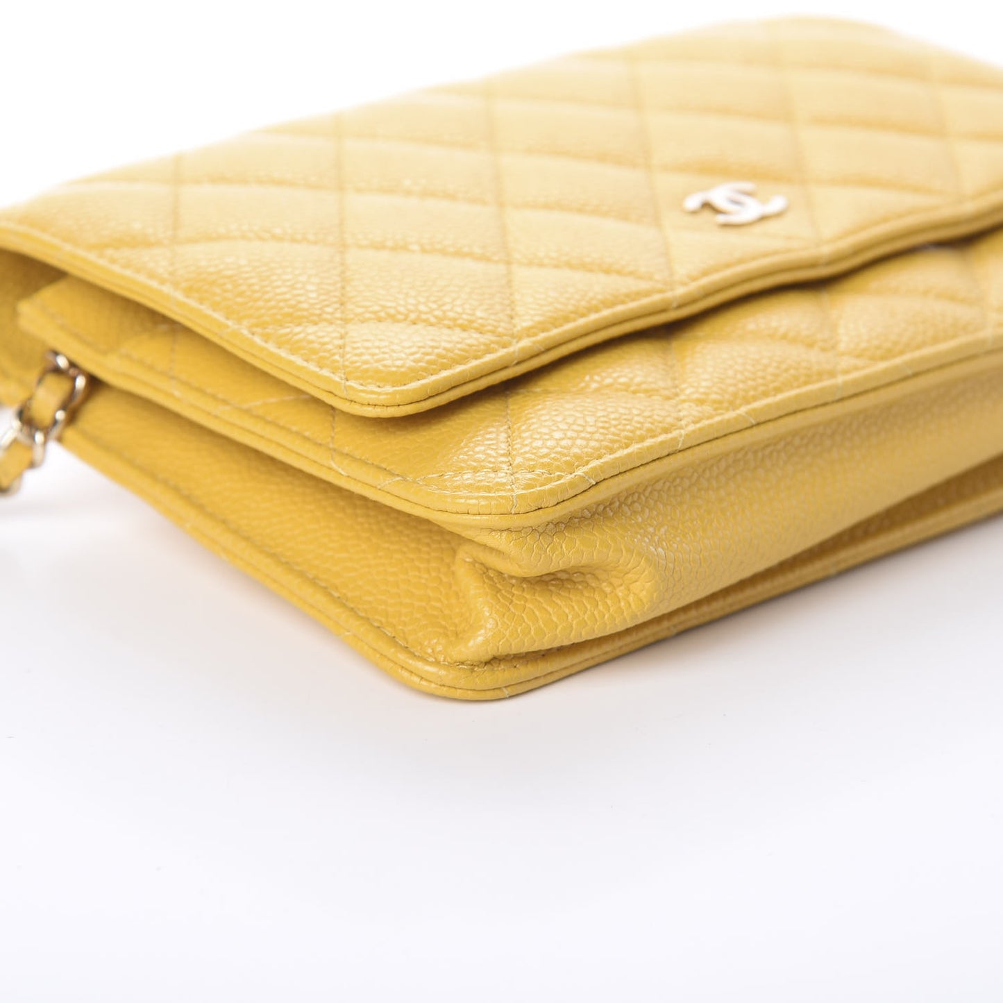 Caviar Quilted Wallet on Chain WOC Yellow