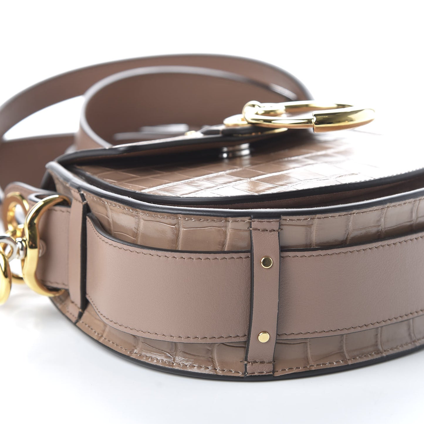 Calfskin Crocodile Embossed Small Tess Bag Woodrose