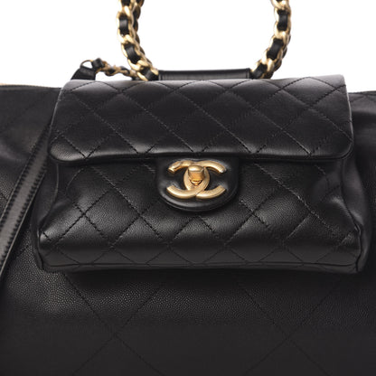Chanel Grained Calfskin Lambskin Quilted Large Bowling Bag Black 11 of 11