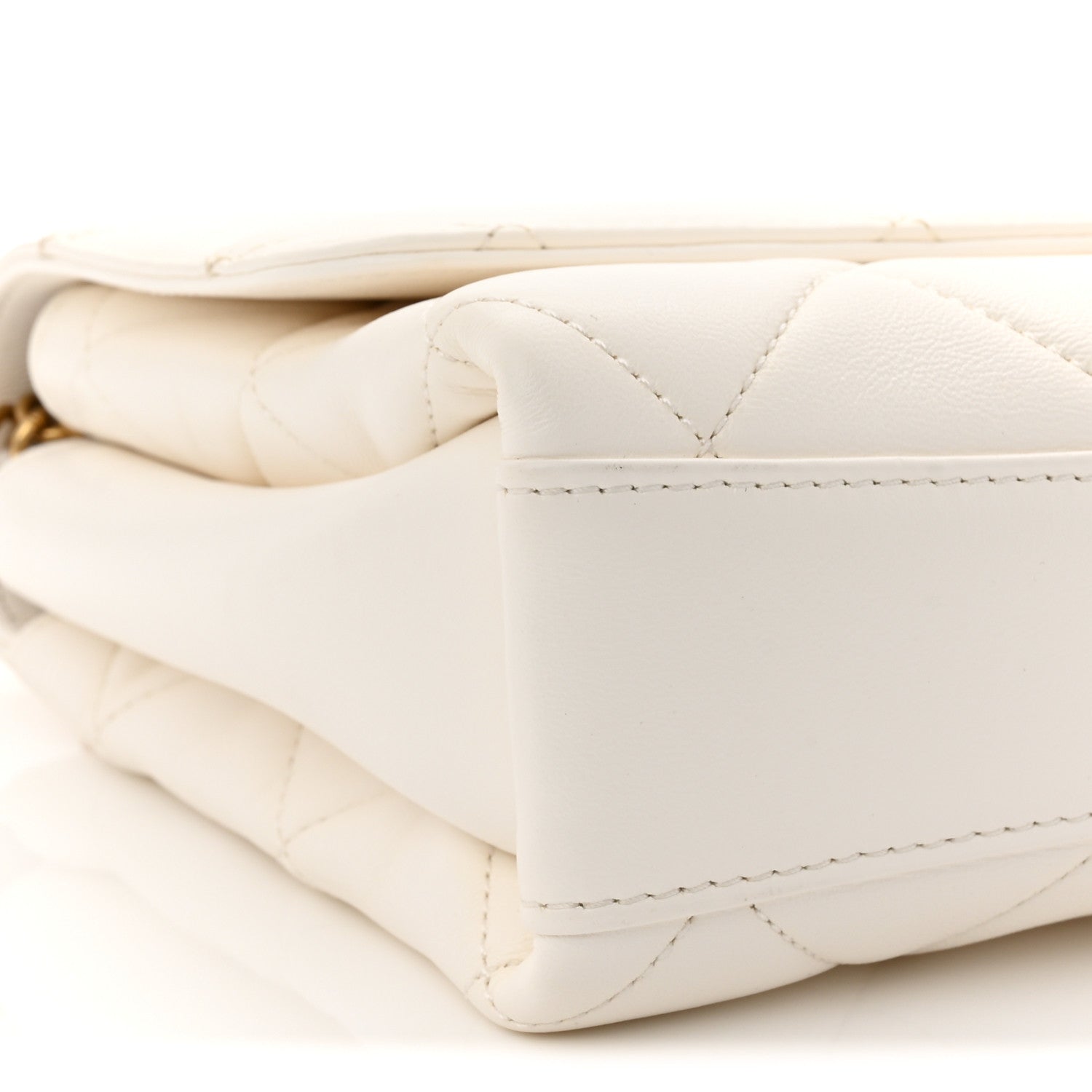 Chanel Lambskin Quilted CC Crystal Logo Chain Flap White 9 of 10
