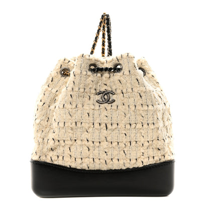 Chanel Tweed Calfskin Quilted Gabrielle Backpack Ivory 1 of 10