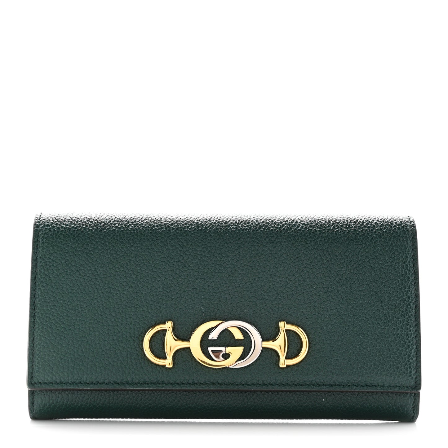 Grainy Calfskin Zumi Continental Wallet Vintage Green