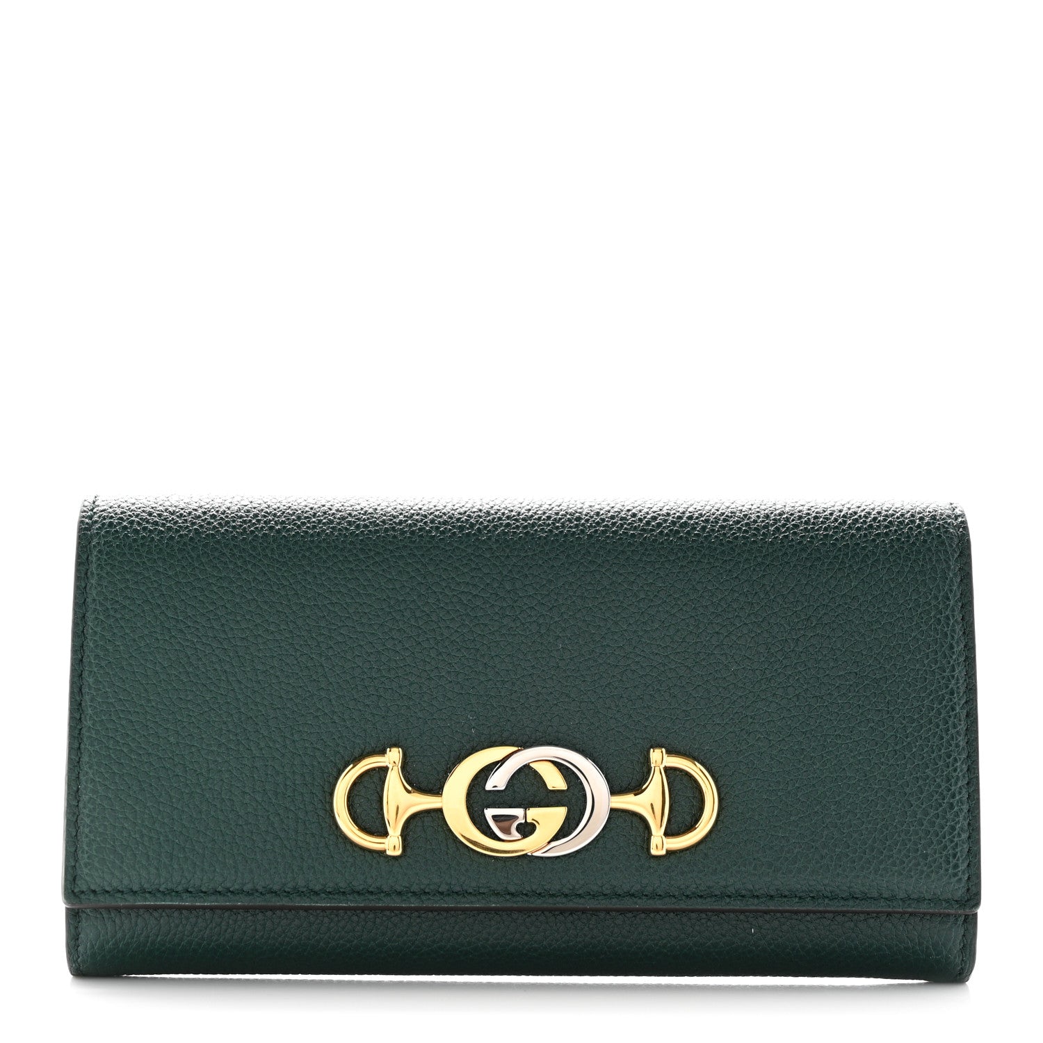 Gucci Grainy Calfskin Zumi Continental Wallet Vintage Green 1 of 11