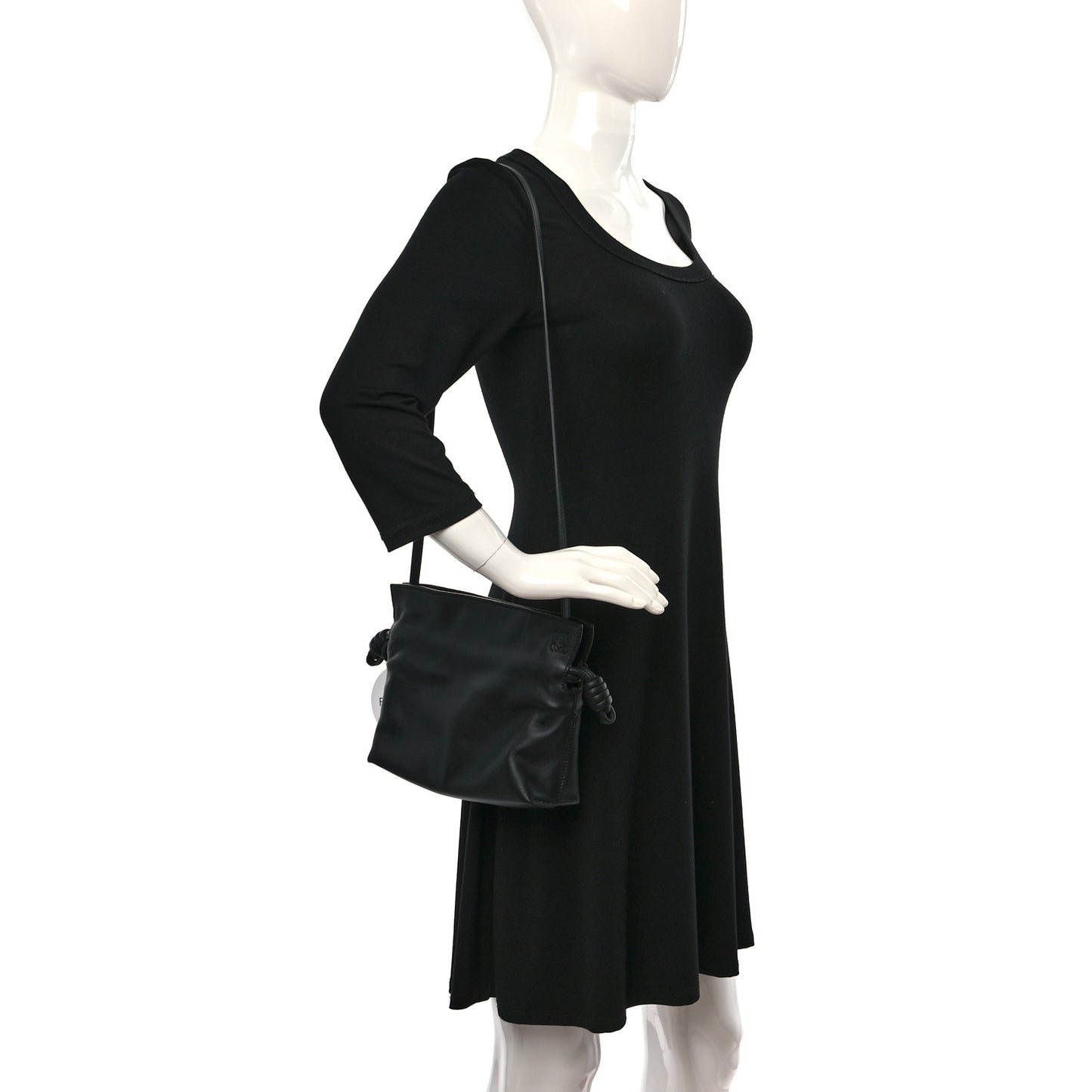 Calfskin Mini Flamenco Knot Clutch Black