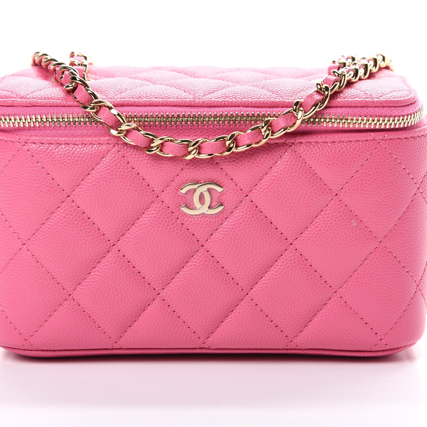 Chanel Caviar Quilted Small Vanity Case With Chain Pink 7 of 10