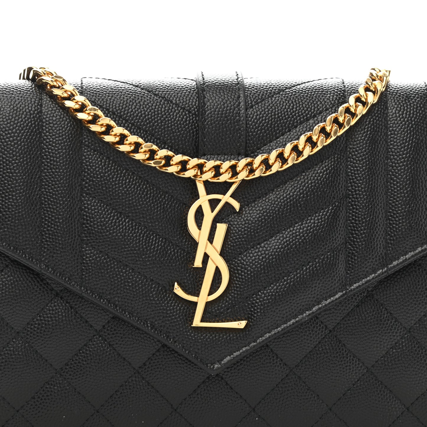 Grain De Poudre Mixed Matelasse Triquilt Monogram Chain Wallet Black