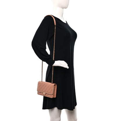 Chanel Lambskin Quilted Frame Wallet On Chain WOC Beige 2 of 10