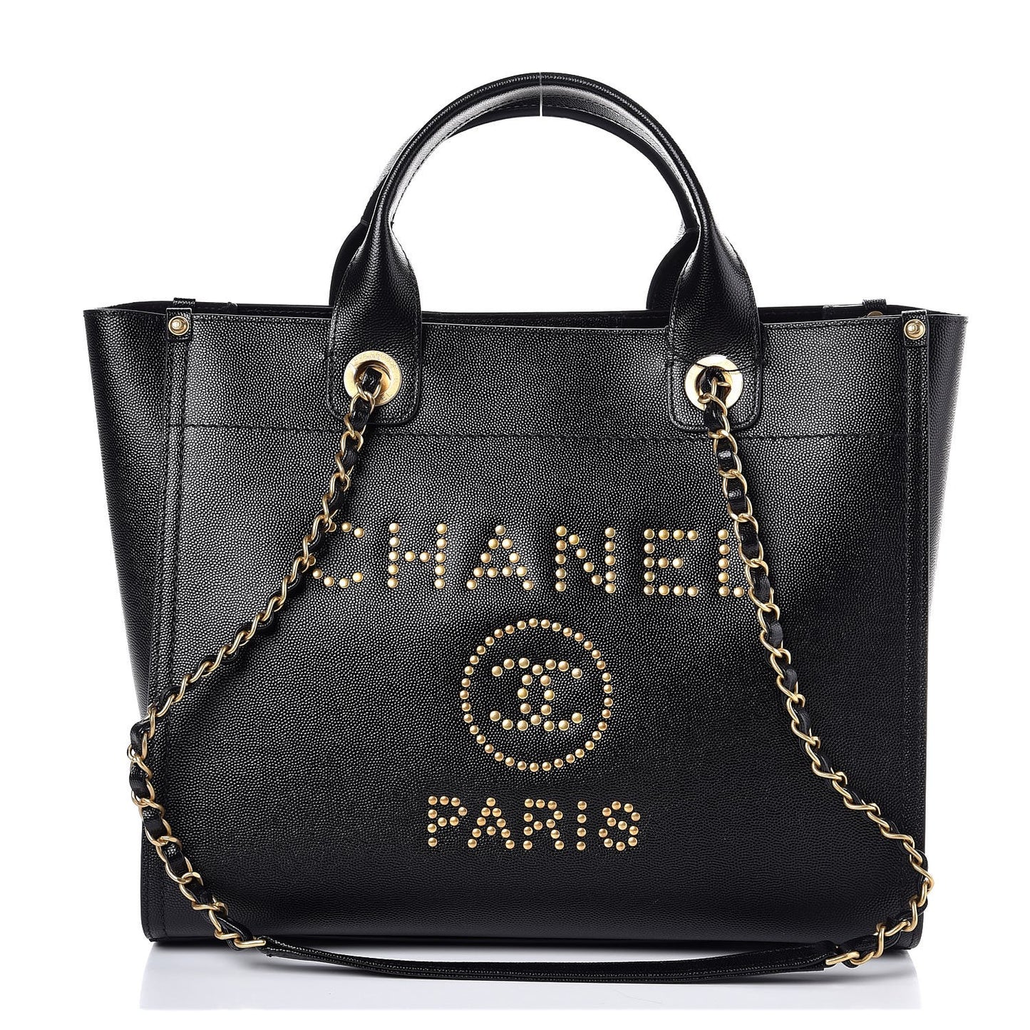 Caviar Small Studded Deauville Tote Black