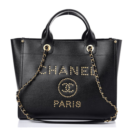 Chanel Caviar Small Studded Deauville Tote Black 1 of 7