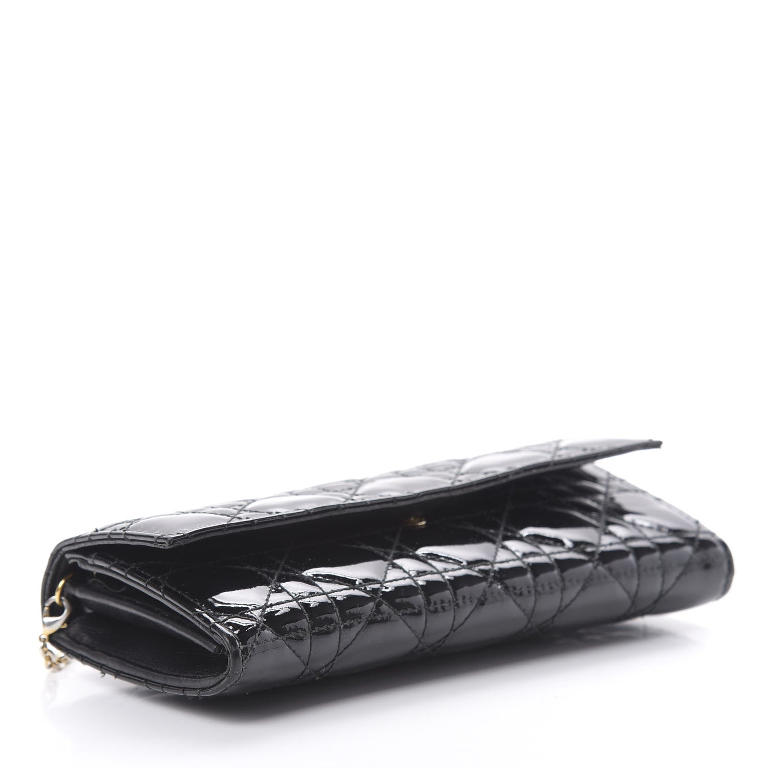 Christian Dior Patent Cannage Rendezvous Chain Wallet Black 4 of 10