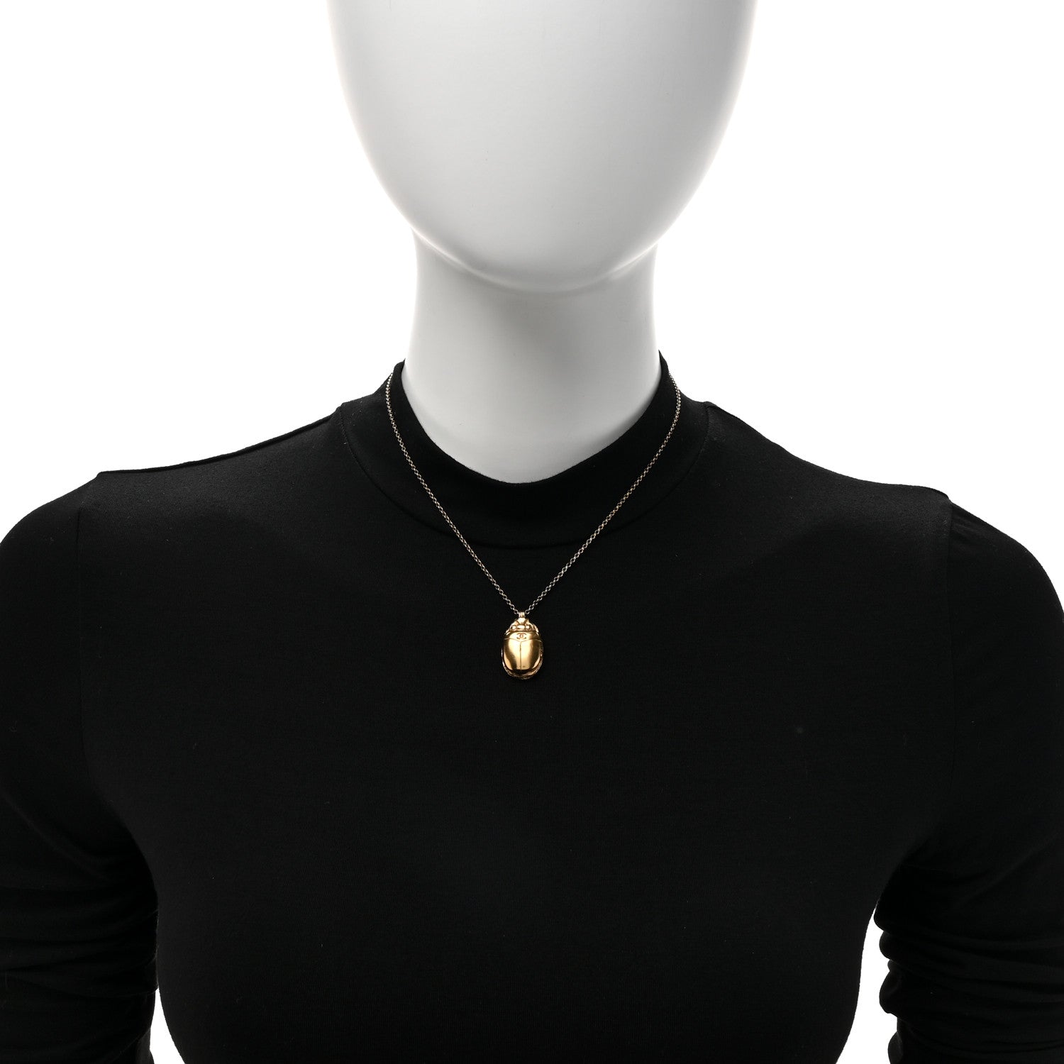 Chanel Metal Scarab CC Locket Necklace Gold 2 of 7