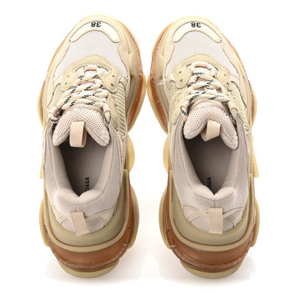 Balenciaga Fabric Mesh Clear Sole Womens Triple S Sneakers 38 Beige 2 of 9