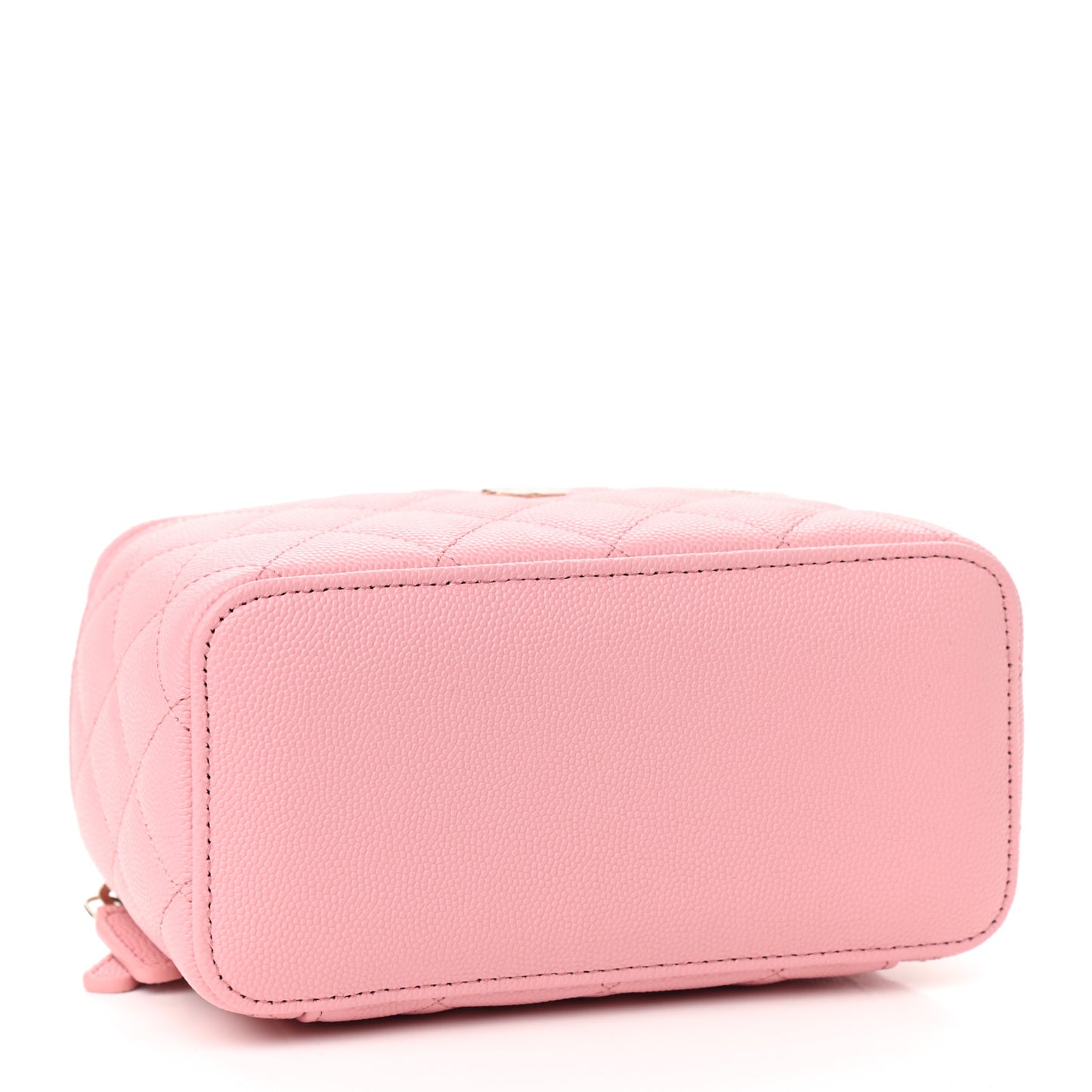 Caviar Quilted Small Vanity Case With Chain Pink