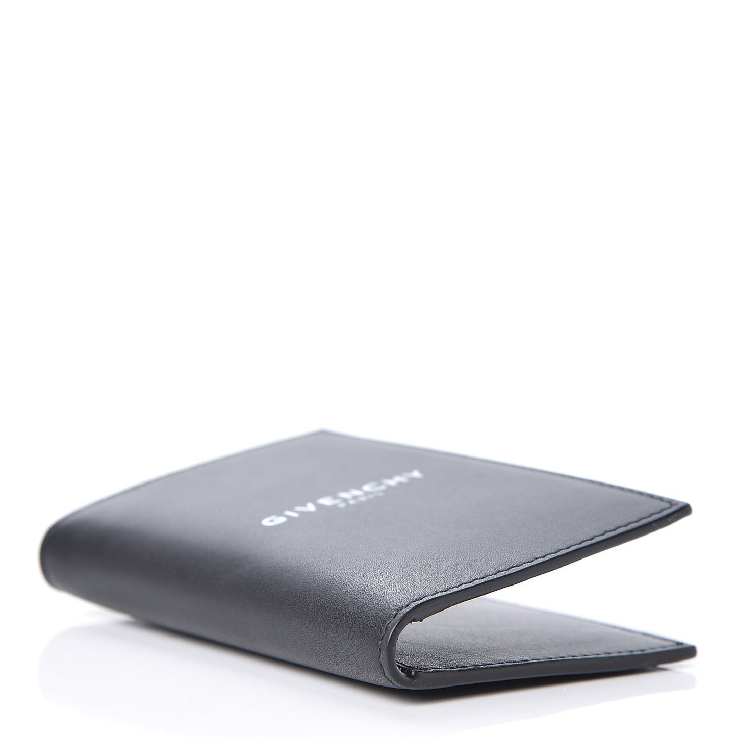 Calfskin Logo Folding Card Holder Black