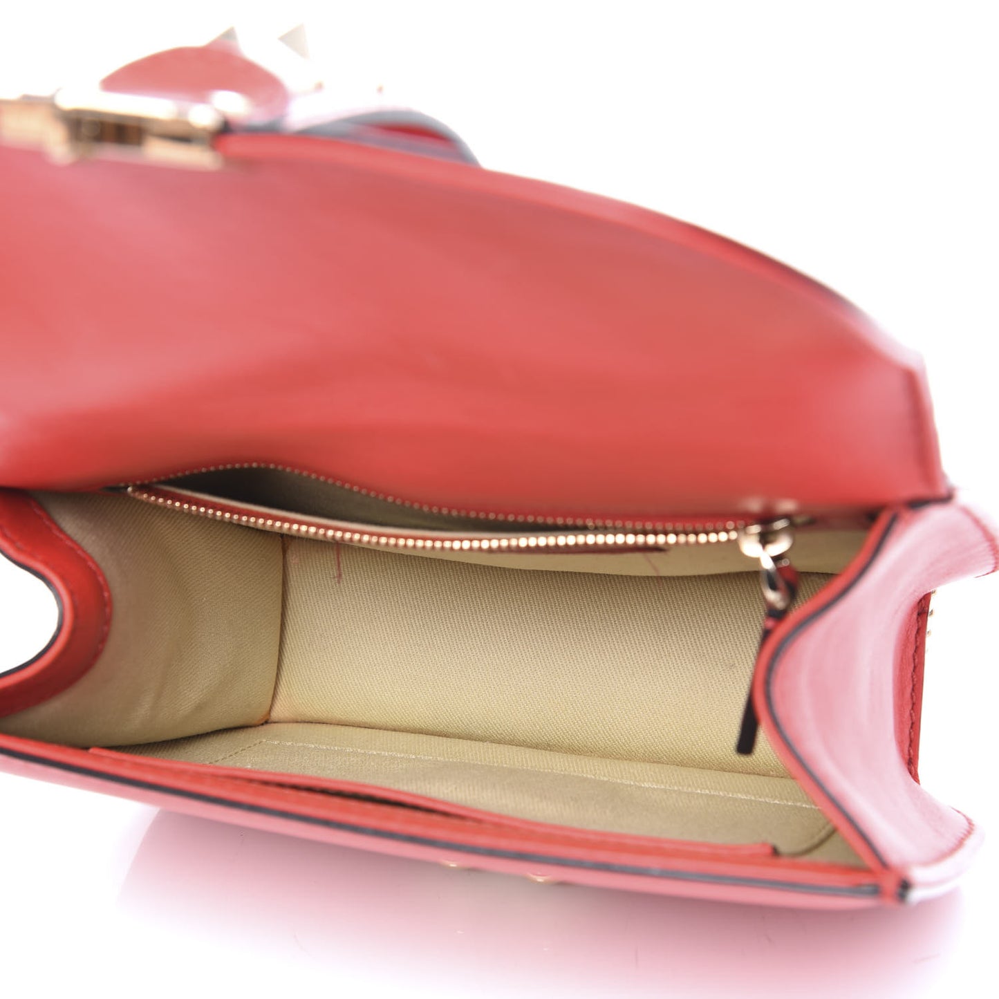 Vitello Small Glam Lock Rockstud Flap Red