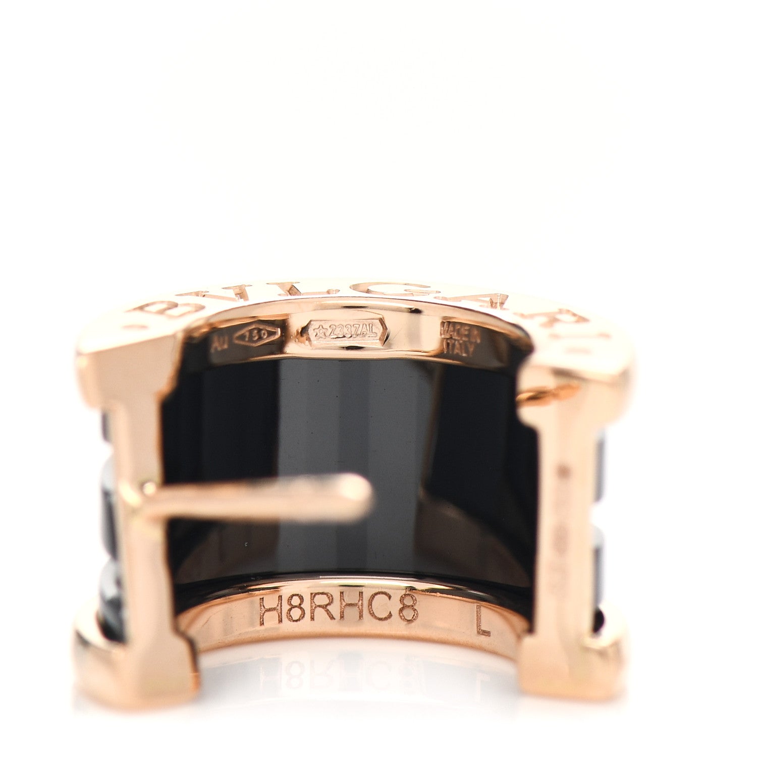 Bulgari 18K Rose Gold Black Ceramic B.Zero1 Hoop Earrings 4 of 4