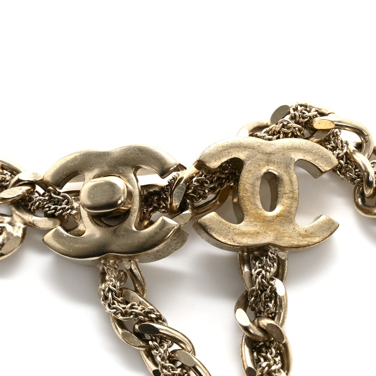 Metal CC Turlock Chain Belt Light Gold