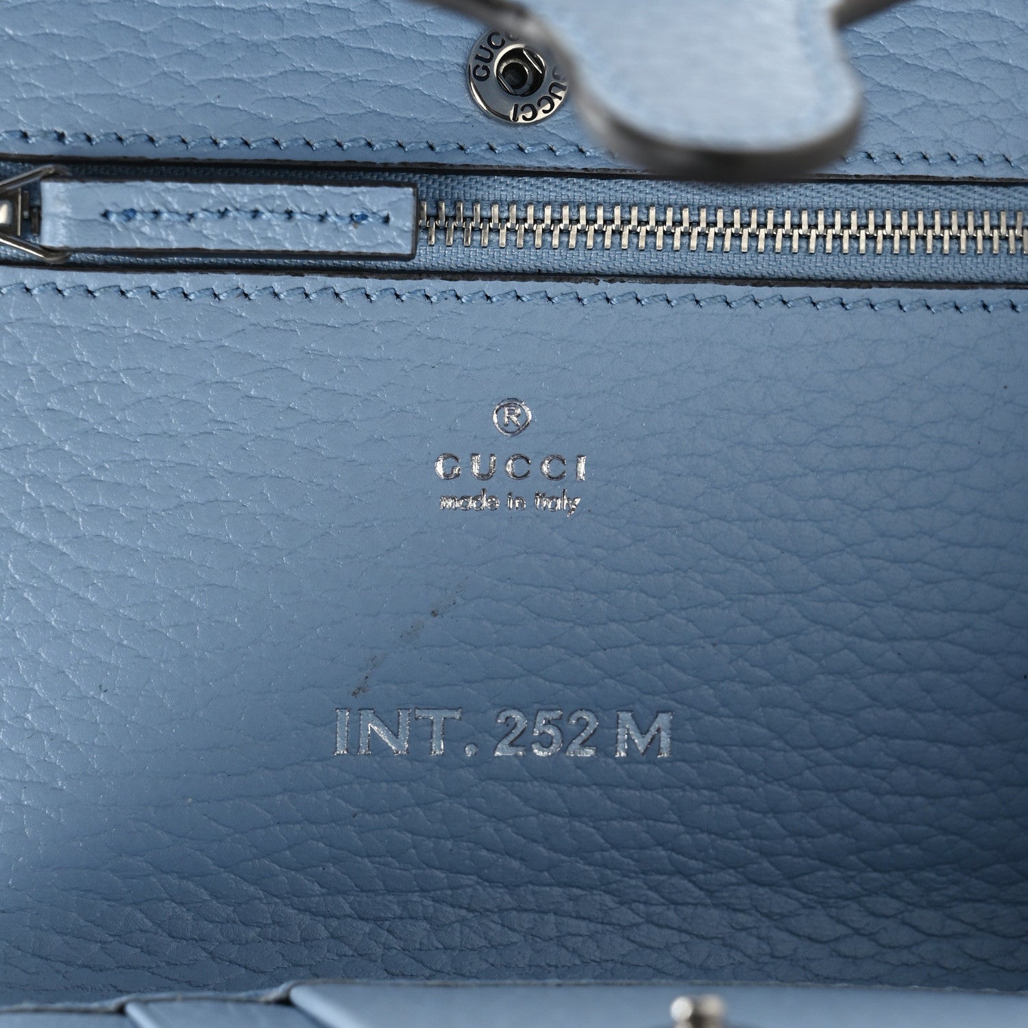 Gucci Dollar Calfskin Enamel Monochrome GG Marmont Envelope Strap Wallet Porcelain Light Blue 5 of 7