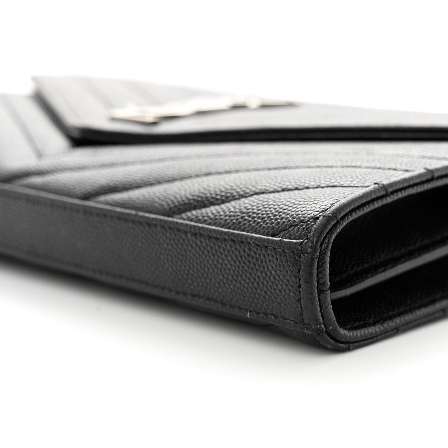 Grain De Poudre Matelasse Chevron Monogram Chain Wallet Black