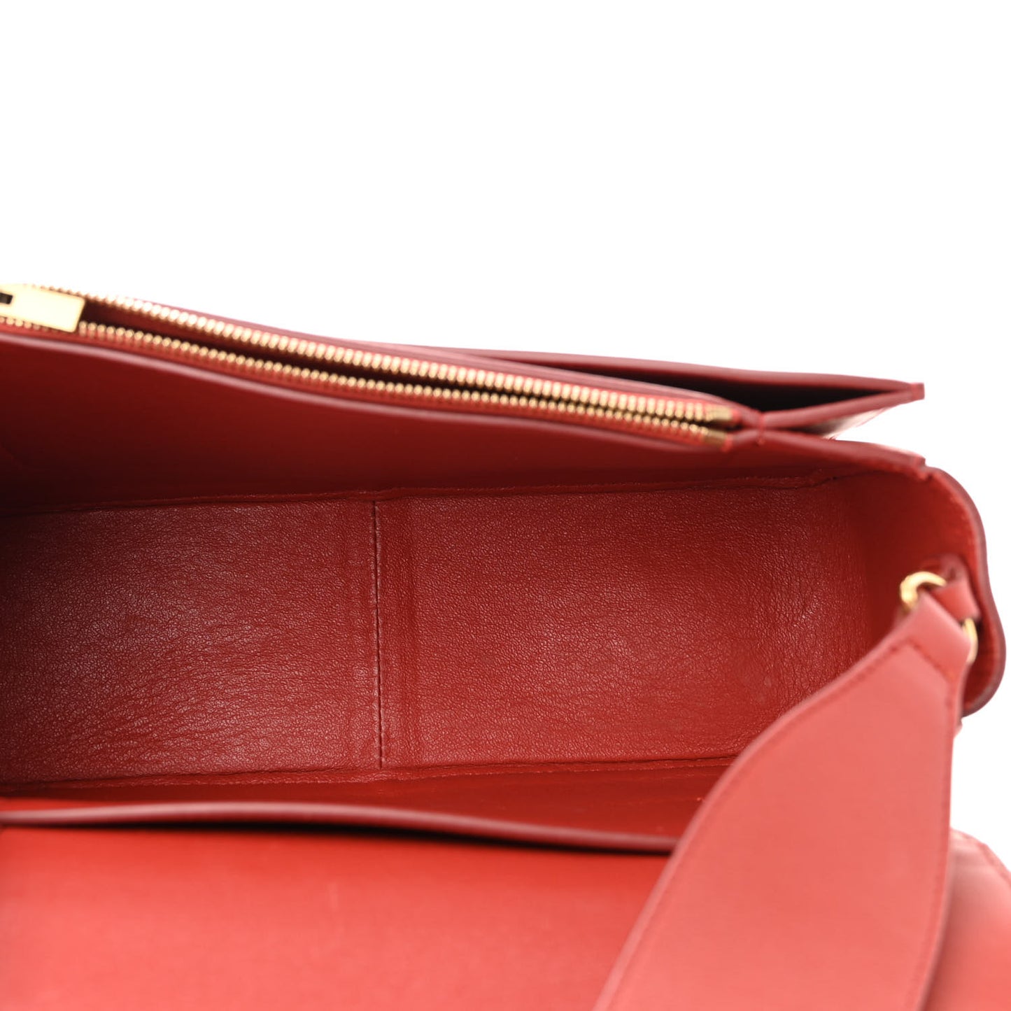 Shiny Smooth Calfskin Medium Frame Shoulder Bag Red Tan