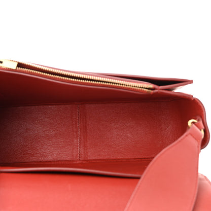 Celine Shiny Smooth Calfskin Medium Frame Shoulder Bag Red Tan 5 of 13