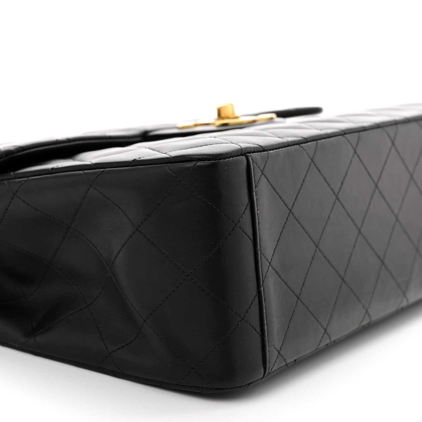 Lambskin Quilted XL Jumbo Single Flap Black