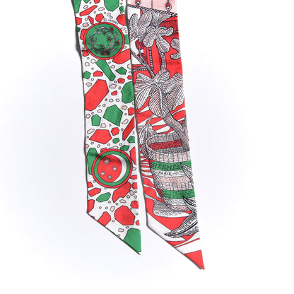Hermes Silk La Danse Des Amazones Twilly Rouge Rose Poudre Vert 4 of 4