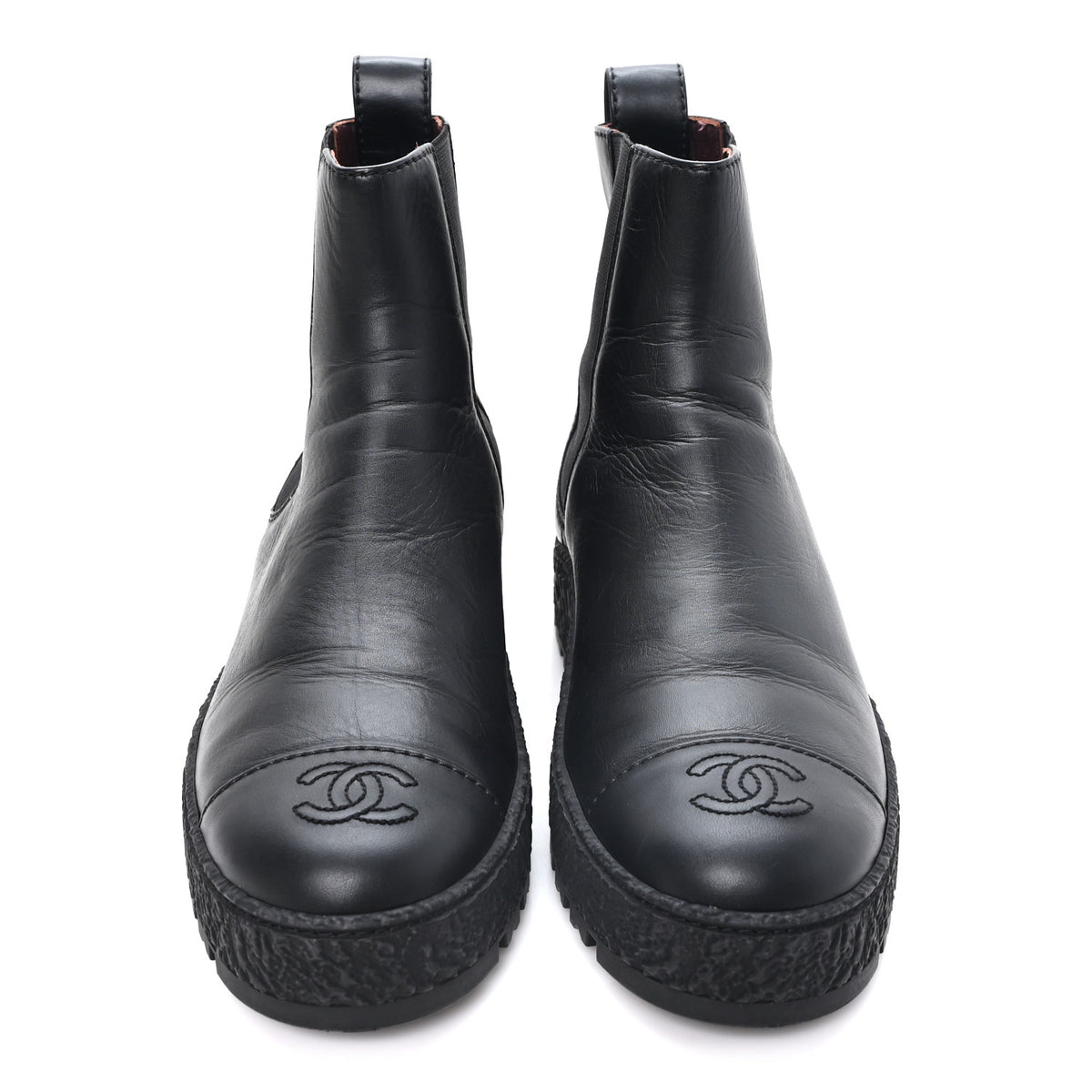 Calfskin Cap Toe CC Ankle Boots 39.5 Black