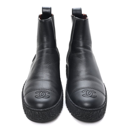 Chanel Calfskin Cap Toe CC Ankle Boots 39.5 Black 3 of 10
