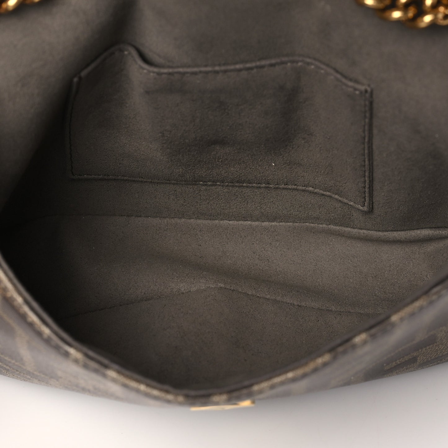 Glazed Fabric Vitello Century FF 1974 Stamp Patch Mini Double F Crossbody Bag Mogano Panna Black
