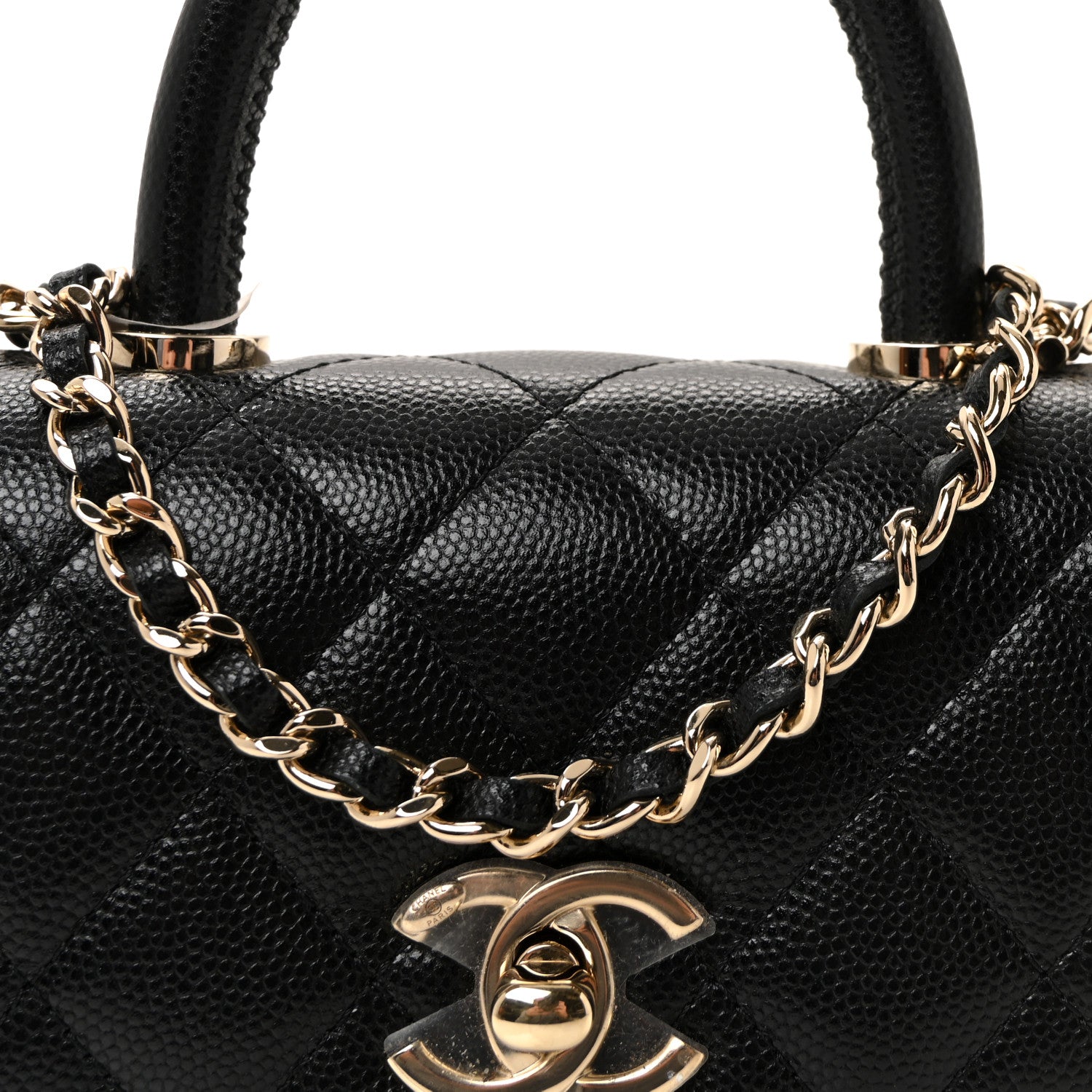 Chanel Caviar Quilted Coco Handle Clutch With Chain Black 7 of 10