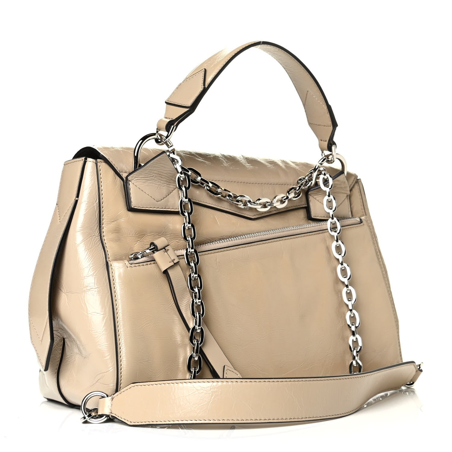 Givenchy Creased Patent Calfskin Medium ID Flap Beige 2 of 6